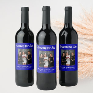 Rótulo De Garrafa De Cerveja Melhores amigos foto azul royal branco script