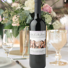 Rótulo De Garrafa De Cerveja Melhores amigos foto prata roxo brilho em pó 