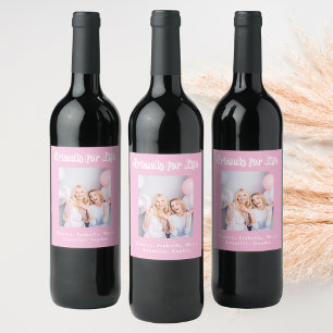 Rótulo De Garrafa De Cerveja Melhores amigos nomes de foto pastel rosa festa