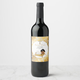 Rótulo De Garrafa De Cerveja Menina Bebê Batismo Étnico Ouro Prata