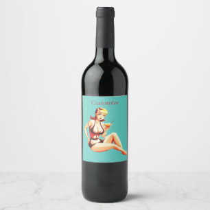 Rótulo De Garrafa De Cerveja Menina Bikini, Loura-branca, Thunder_Cove