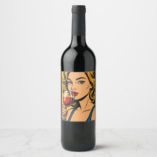 Rótulo De Garrafa De Cerveja menina de vinho