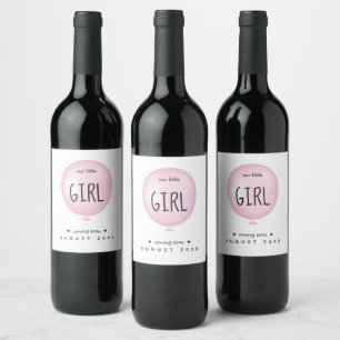 Rótulo De Garrafa De Cerveja Menina Sexo Revelar Chá de fraldas Rosa Balão W