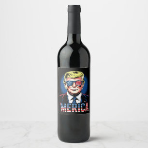 Rótulo De Garrafa De Cerveja Merica Trump Em 4 De Julho, US Vintage Retro
