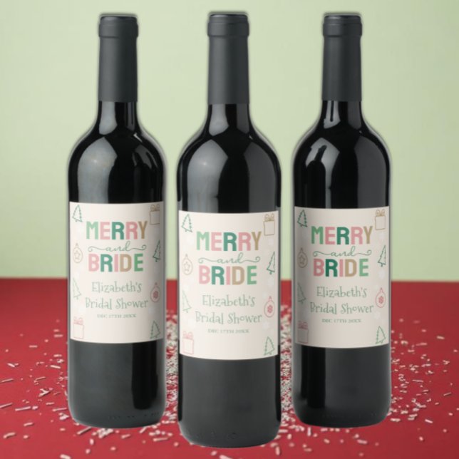 Rótulo De Garrafa De Cerveja Merry & Bride Christmas Bridal Shower (Criador carregado)