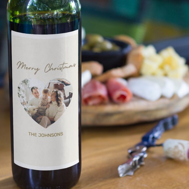 Rótulo De Garrafa De Cerveja Merry Christmas Personalized Photo Wine Labels (Criador carregado)