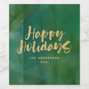 Rótulo De Garrafa De Cerveja Metálico Dourado boas festas