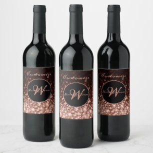 Rótulo De Garrafa De Cerveja Minigráfico Dourado de Rosa monogramas