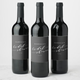 Rótulo De Garrafa De Cerveja Minimal Clássico Preto Elegante Chá de Bebê