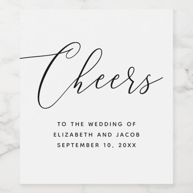 Rótulo De Garrafa De Cerveja Minimalist Script Wedding | Elegant Calligraphy (Rótulo Único)