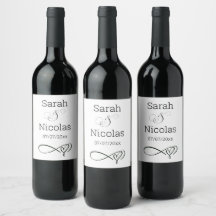 Mínimo personalizado do rótulo de vinho de casamen