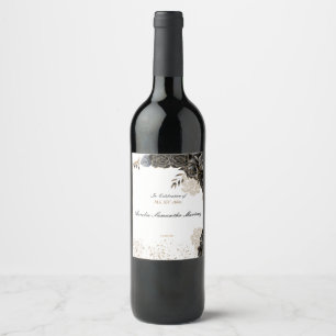 Rótulo De Garrafa De Cerveja Mis XV Años Wine Label Black and Dourado