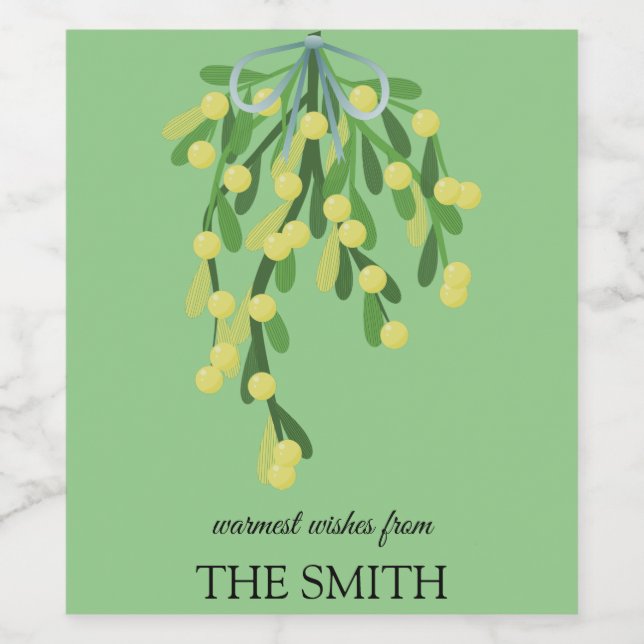 Rótulo De Garrafa De Cerveja Mistletoe verde pastel  (Rótulo Único)