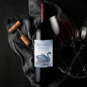 Rótulo De Garrafa De Cerveja Mistura Reflexões   Favor de Casamento de Cisne Az