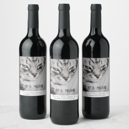 Rótulo De Garrafa De Cerveja Mockup Cat's Meow Custom Wine Labels
