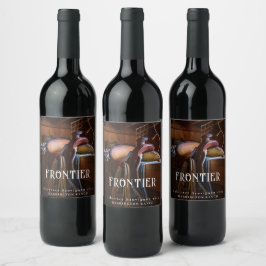 Rótulo De Garrafa De Cerveja Mockup Frontier Saddle Western Custom Wine Labs