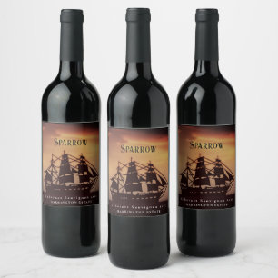 Rótulo De Garrafa De Cerveja Mockup Pirate Ship Custom Wine Labs