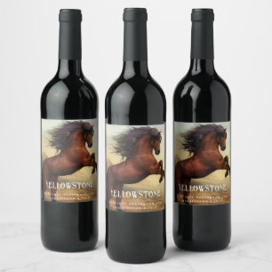Rótulo De Garrafa De Cerveja Mockup Wild Horse Western Custom Wine Labs