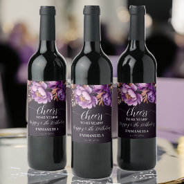 Rótulo De Garrafa De Cerveja modelo de festa de aniversário de púrpura de mesa 