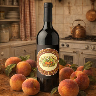 Rótulo De Garrafa De Cerveja Modelo de Rótulo de Vinho de Pêssego Caseiro Retrô