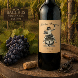 Rótulo De Garrafa De Cerveja Modelo de rótulo de vinho Kraft Bacchus