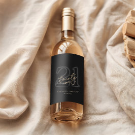 Rótulo De Garrafa De Cerveja Modern Black Gold 21st Birthday Party