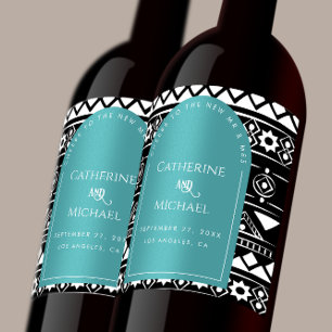 Rótulo De Garrafa De Cerveja Modern Boho Pattern Wedch Green