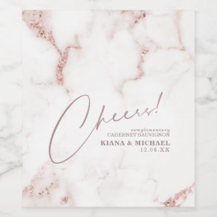 Rótulo De Garrafa De Cerveja Modern Marble Cheers Dusty Rosa Dourado ID816
