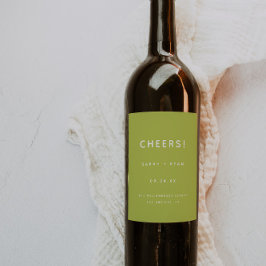 Rótulo De Garrafa De Cerveja Modern Minimal Lime Green "Cheers!" Wedding
