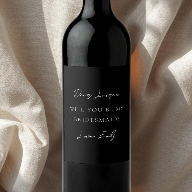 Rótulo De Garrafa De Cerveja Modern Minimalist Monochrome Bridesmaid Proposal (Criador carregado)