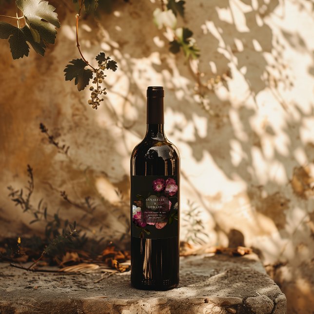 Rótulo De Garrafa De Cerveja Modern Moody Floral Wedding Dark Romantic (Criador carregado)