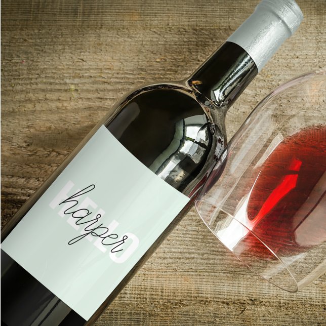 Rótulo De Garrafa De Cerveja Modern Pastel Mint Hello E Você Nome (Criador carregado)