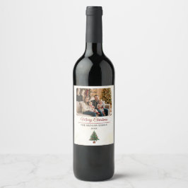 Rótulo De Garrafa De Cerveja Modern Personalized Family Photo Christmas 