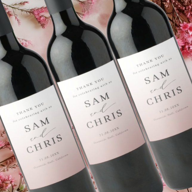 Rótulo De Garrafa De Cerveja Modern Rose Gold Gradient Wedding  (Criador carregado)