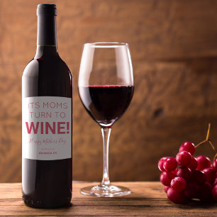 Rótulo De Garrafa De Cerveja Moderna Sua Mãe Vira Para O Vinho! feliz dia de a