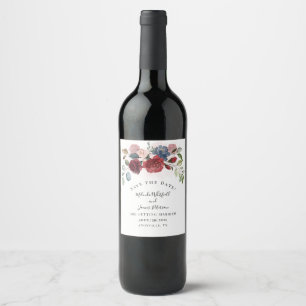 Rótulo De Garrafa De Cerveja Moderno Burgundy Bloom Rustic Floral Salva A Data