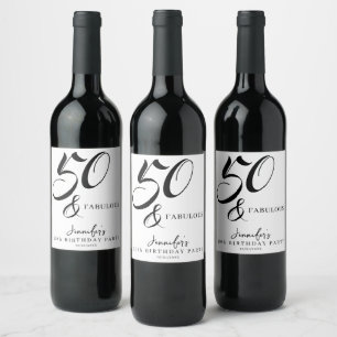 Rótulo De Garrafa De Cerveja Moderno Elegante Preto Branco Cinquenta Fantástico
