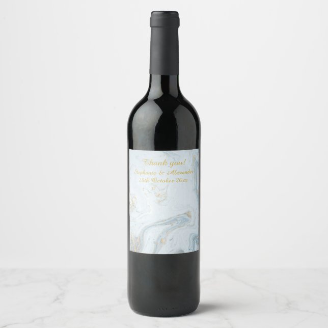 RÓTULO DE GARRAFA DE CERVEJA MODERNO LUXE CINZA AZUL MARBRE (Frente)