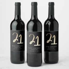 Rótulo De Garrafa De Cerveja Moderno Rótulo de Vinho de Aniversário de 21 anos