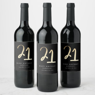 Rótulo De Garrafa De Cerveja Moderno Rótulo de Vinho de Aniversário de 21 anos