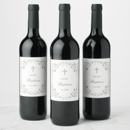 Rótulo De Garrafa De Cerveja Moldura de Folhagem Verde Oliva Batismo