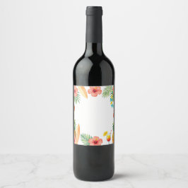 Rótulo De Garrafa De Cerveja Moldura de Hibisco Tropical Transmite Vibrações de