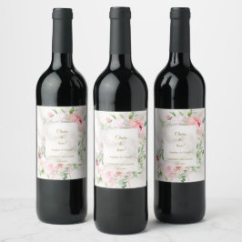 Rótulo De Garrafa De Cerveja Moldura de Peônias em Aquarela Charm Spring Waterc