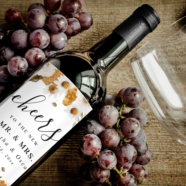 Rótulo De Garrafa De Cerveja Moldura Floral em Aquarela Amarelo de Outono e Bra (Criador carregado)