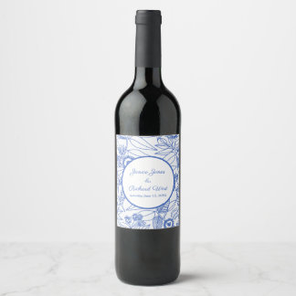 Rótulo De Garrafa De Cerveja Moldura Naval Personalizada Botânica Azul 