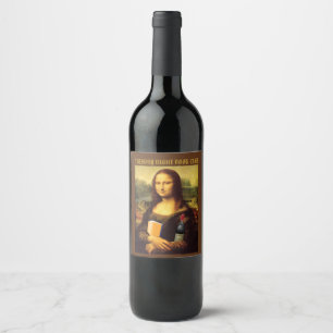 Rótulo De Garrafa De Cerveja Mona Lisa engraçada com o Clube do Livro de Vinhos