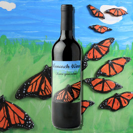 Rótulo De Garrafa De Cerveja Monarch Wine Butterfly Folk Art