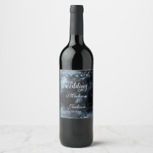 Rótulo De Garrafa De Cerveja Monograma celestial do casamento da noite