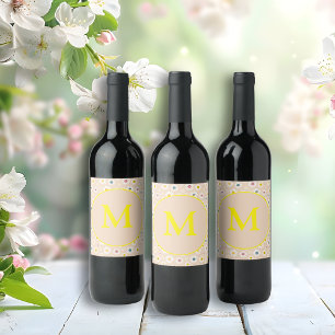 Rótulo De Garrafa De Cerveja Monograma Colorido Smiling Daisy personalizado