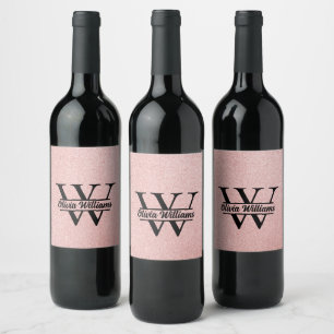 Rótulo De Garrafa De Cerveja Monograma da rosa Dourada Glitter Girly Modern S